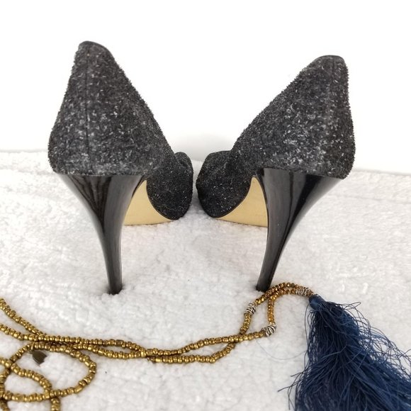 NINE WEST Womens sz 8《265》glitter peep toe pumps - Picture 3 of 9